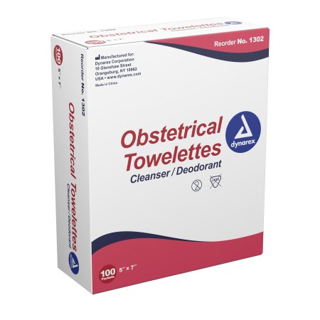 Towelette OB Obstetrical Wipe Dynarex® Individual Packet BZK (Benzalkonium Chloride) / Ethyl Alcohol Scented 100 Count  (100/BX 10BX/CS) by Dynarex Corporation  ID 1302